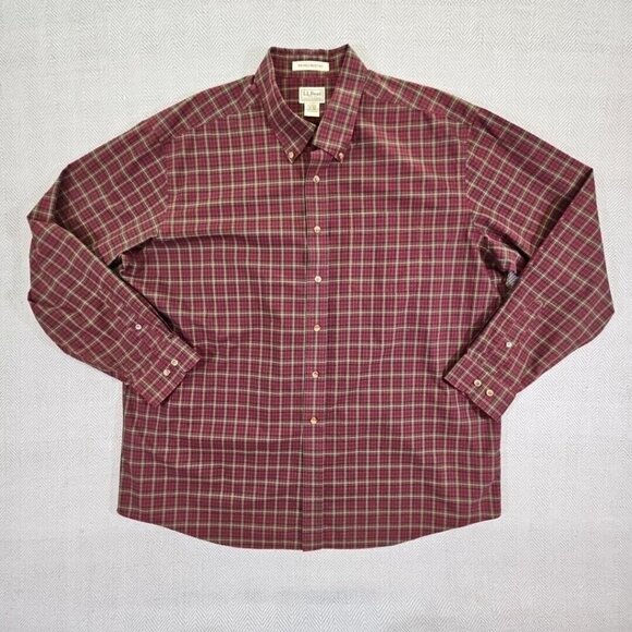 LL Bean Men’s Wrinkle Resistant Long Sleeve Plaid Sport Shirt - XXL - 218573 - Picture 1 of 16